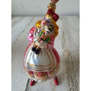 Vintage clara girl nutcracker glass glitter ornament Ruby glitter shoes‎ Xmas